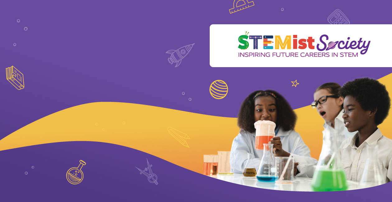Kids experimenting representing the chemistry workshop in our STEMist Society workshop series for the Chicago Public School S